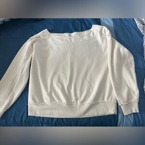 American Eagle Outfitters Butter Yellow Long Sleeve Off-shoulder Sweatshirt